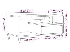 Clearance vidaxl Mesa de centro 90x49x45 cm derivados de madeira madeira velha Natural claro