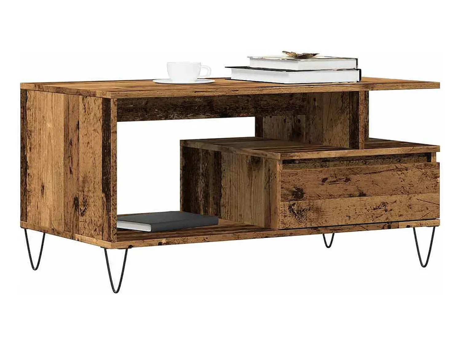 Clearance vidaxl Mesa de centro 90x49x45 cm derivados de madeira madeira velha Natural claro