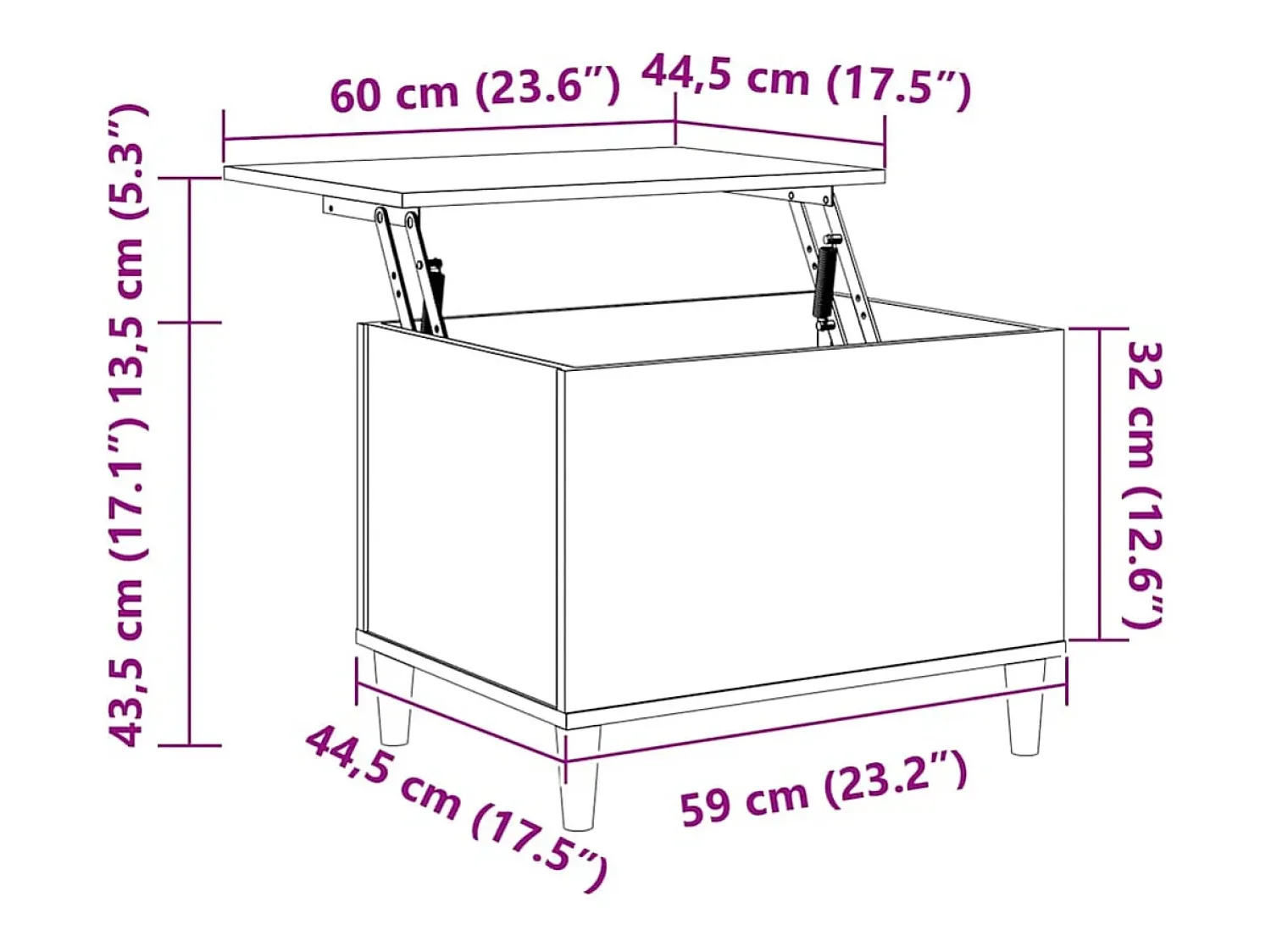 Sale vidaxl Mesa de centro 60x44,5x45 cm derivados de madeira Preto