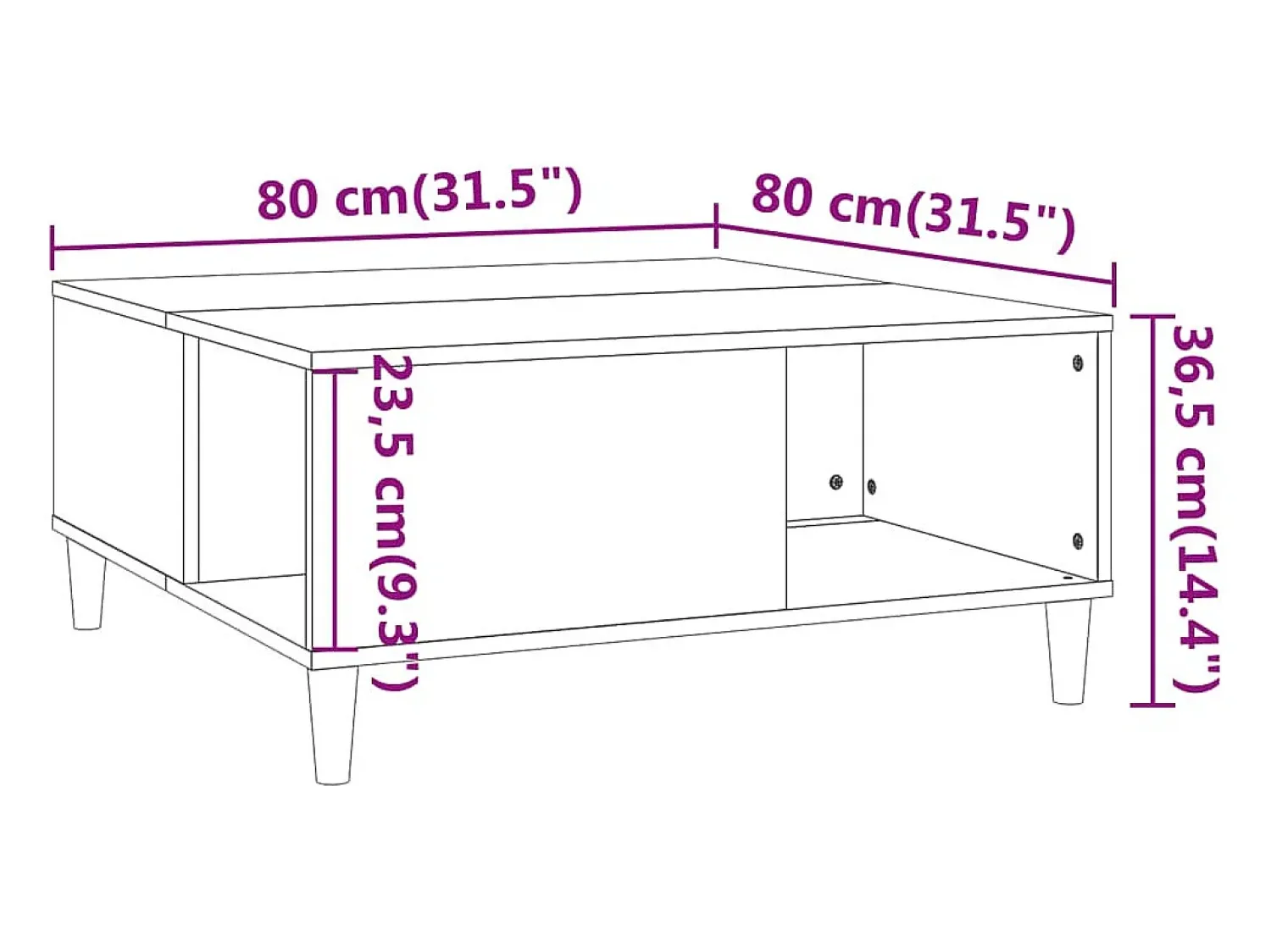 Mesa De Centro*vidaxl Mesa de centro 80x80x36,5 cm derivados de madeira Branco