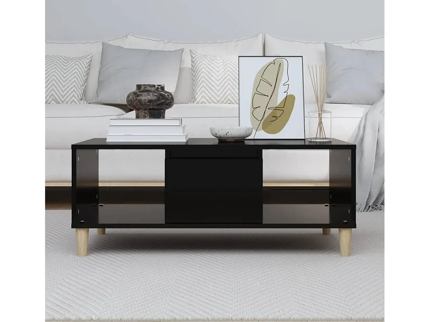 Mesa De Centro| Mesa de centro 90x50x36,5 cm derivados de madeira PT570800 Preto