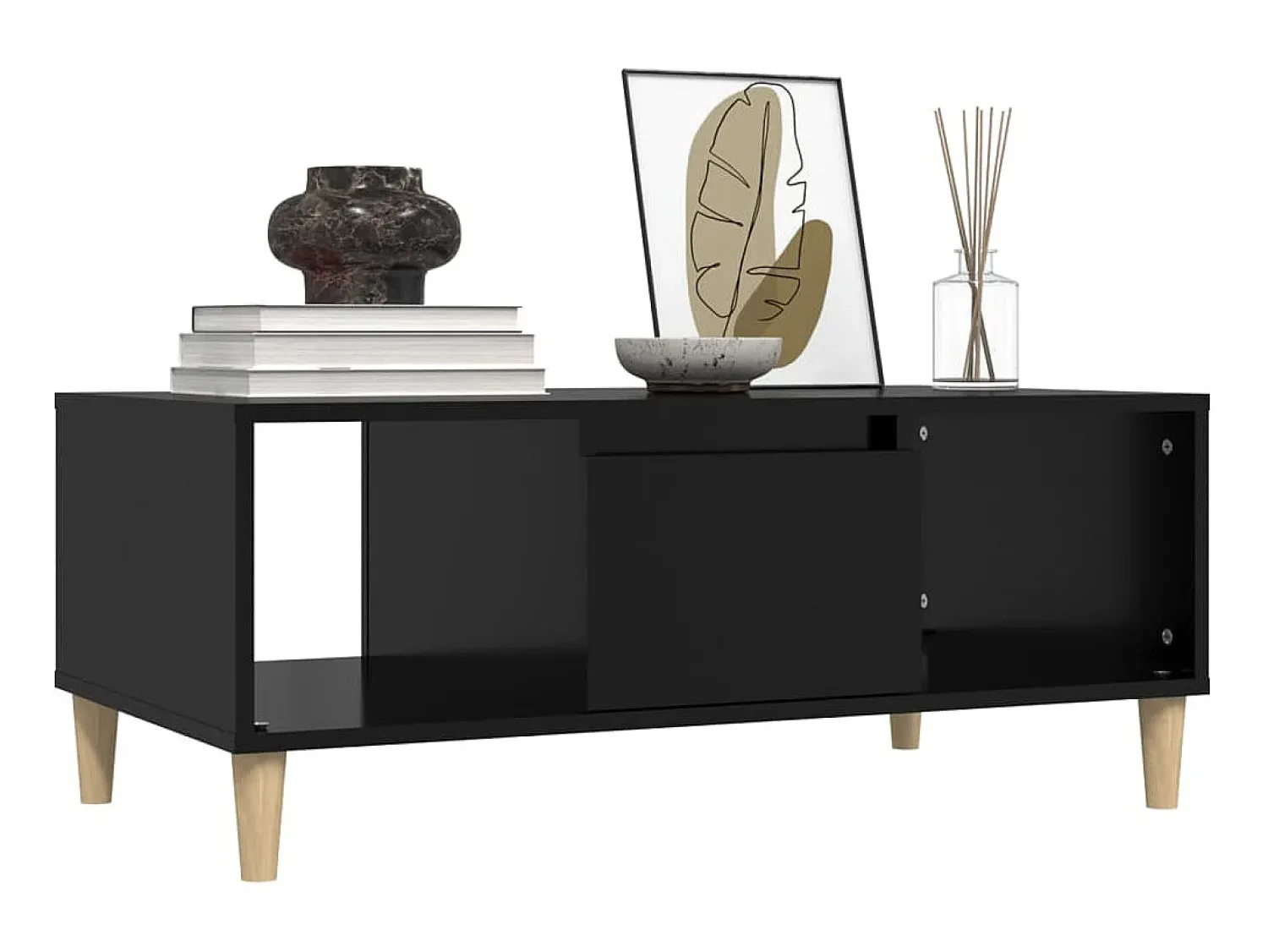 Mesa De Centro| Mesa de centro 90x50x36,5 cm derivados de madeira PT570800 Preto