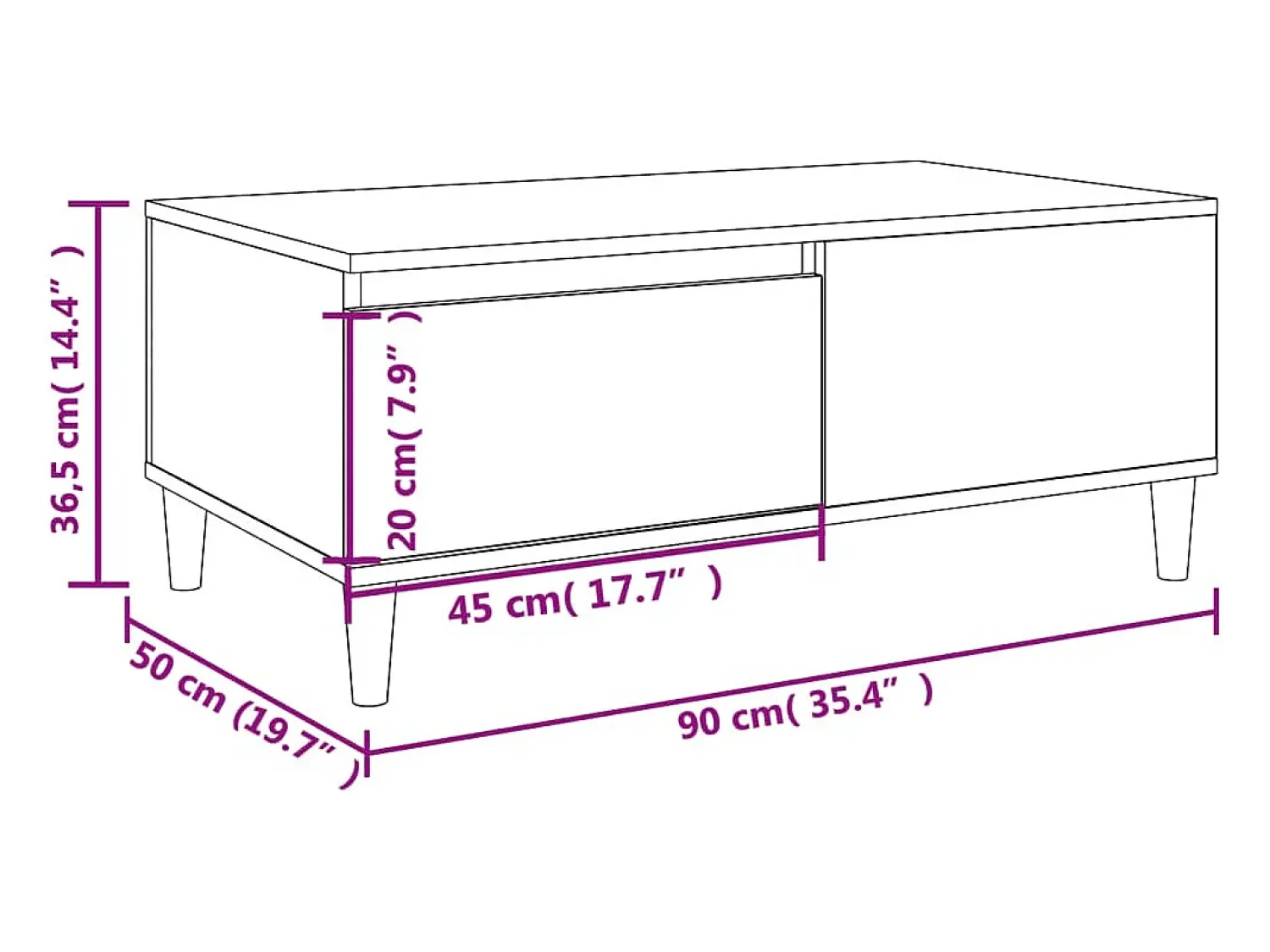 Mesa De Centro*vidaxl Mesa de centro 90x50x36,5 cm derivados madeira cimento Cinzento