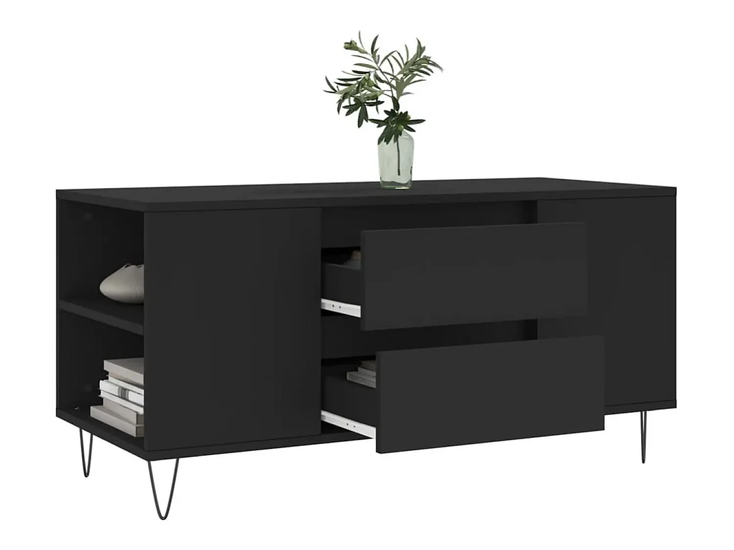 Mesa De Centro*vidaxl Mesa de centro 102x44,5x50 cm derivados de madeira Preto