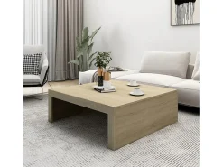 Mesa De Centro| Mesa de centro 100x100x35 cm derivados madeira carvalho sonoma PT300712 Castanho