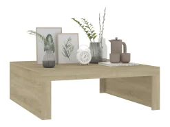 Mesa De Centro| Mesa de centro 100x100x35 cm derivados madeira carvalho sonoma PT300712 Castanho