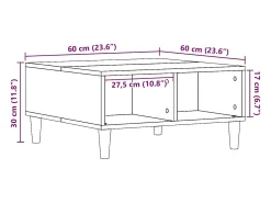 vidaxl Mesa de centro 60x60x30 cm derivados de madeira madeira velha^ Mesa De Centro