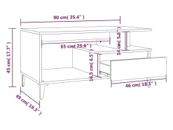 Mesa De Centro*vidaxl Mesa de centro 90x49x45 cm derivados de madeira carvalho sonoma Castanho