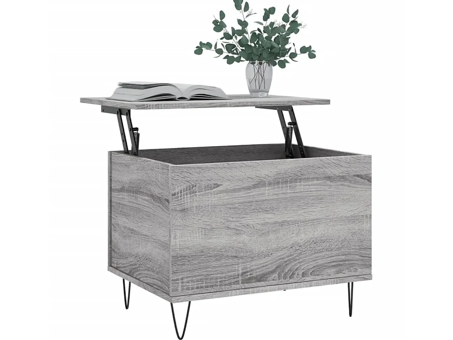 Outlet Mesa de centro 60x44,5x45 cm derivados de madeira cinza sonoma PT139035 Cinzento