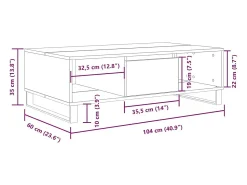 vidaxl Mesa de centro 104x60x35 cm derivados madeira sonoma^ Mesa De Centro