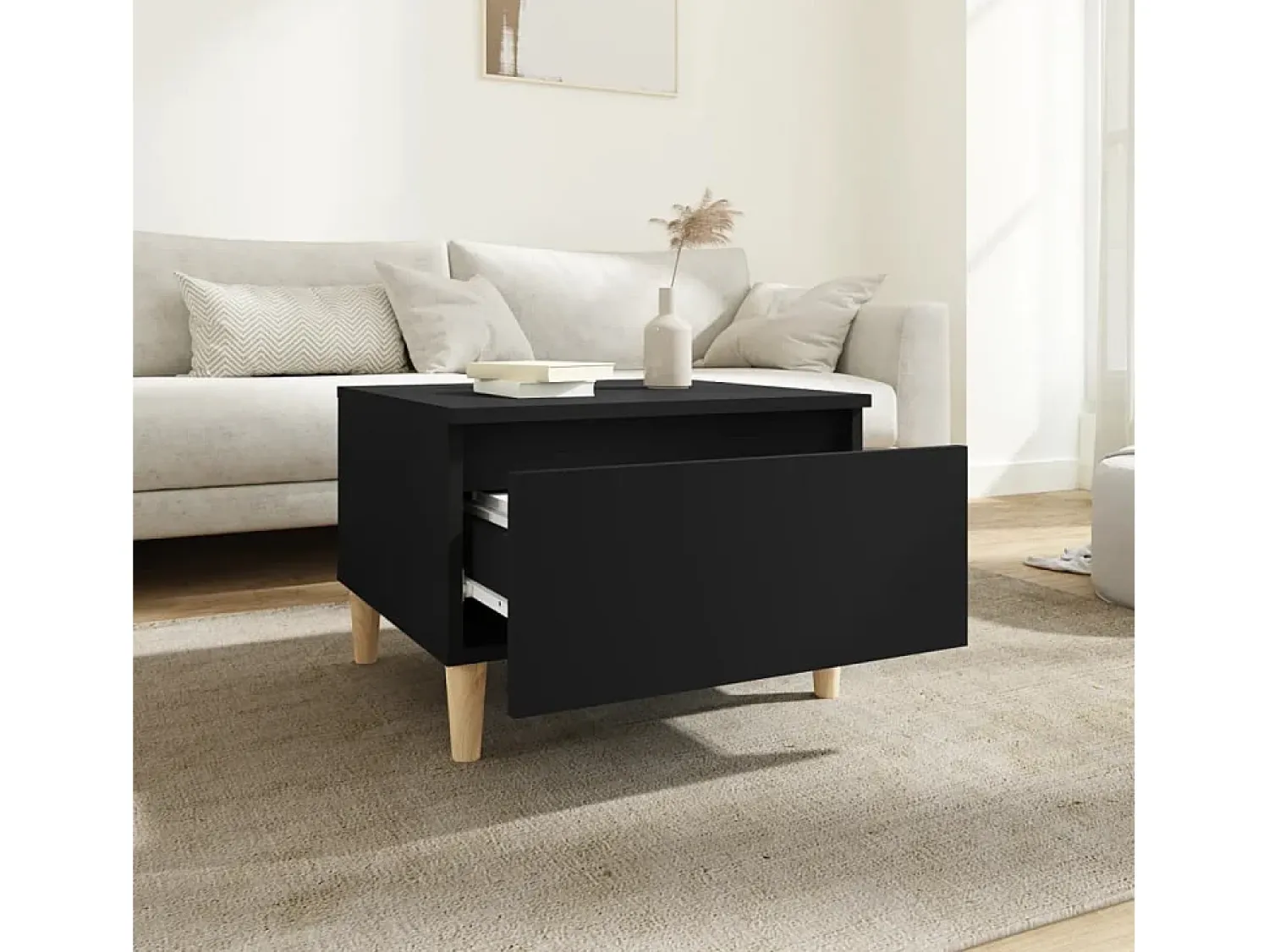 Mesa De Centro| Mesa de centro 50x46x35 cm derivados de madeira PT559269 Preto