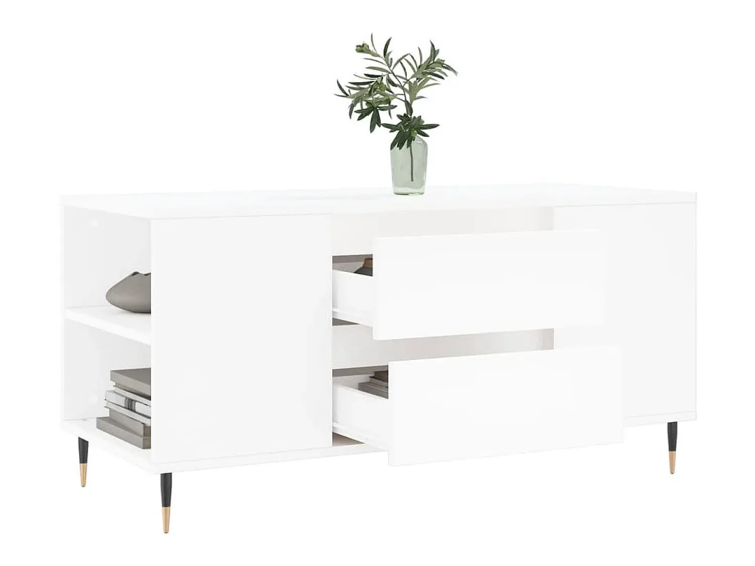 Mesa De Apoio| Mesa de centro 102x44,5x50 cm derivados de madeira PT820574 Branco