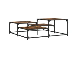 Mesa De Centro| Mesa de centro 107x107x40 cm derivados madeira carvalho fumado PT242793 Castanho