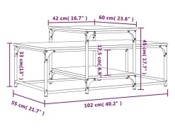 Mesa De Centro|vidaxl Mesa de centro 102x60x45 cm derivados madeira carvalho fumado Natural claro