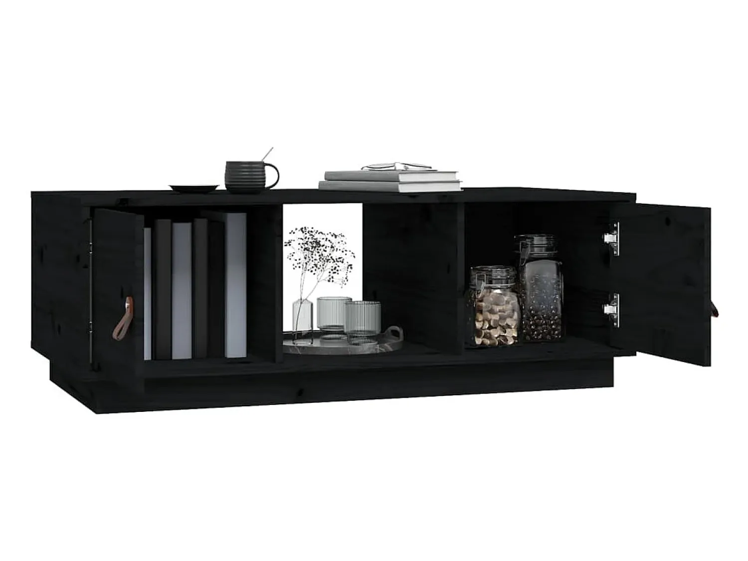 Mesa De Centro|vidaxl Mesa de centro 100x50x35 cm madeira de pinho maciça Preto