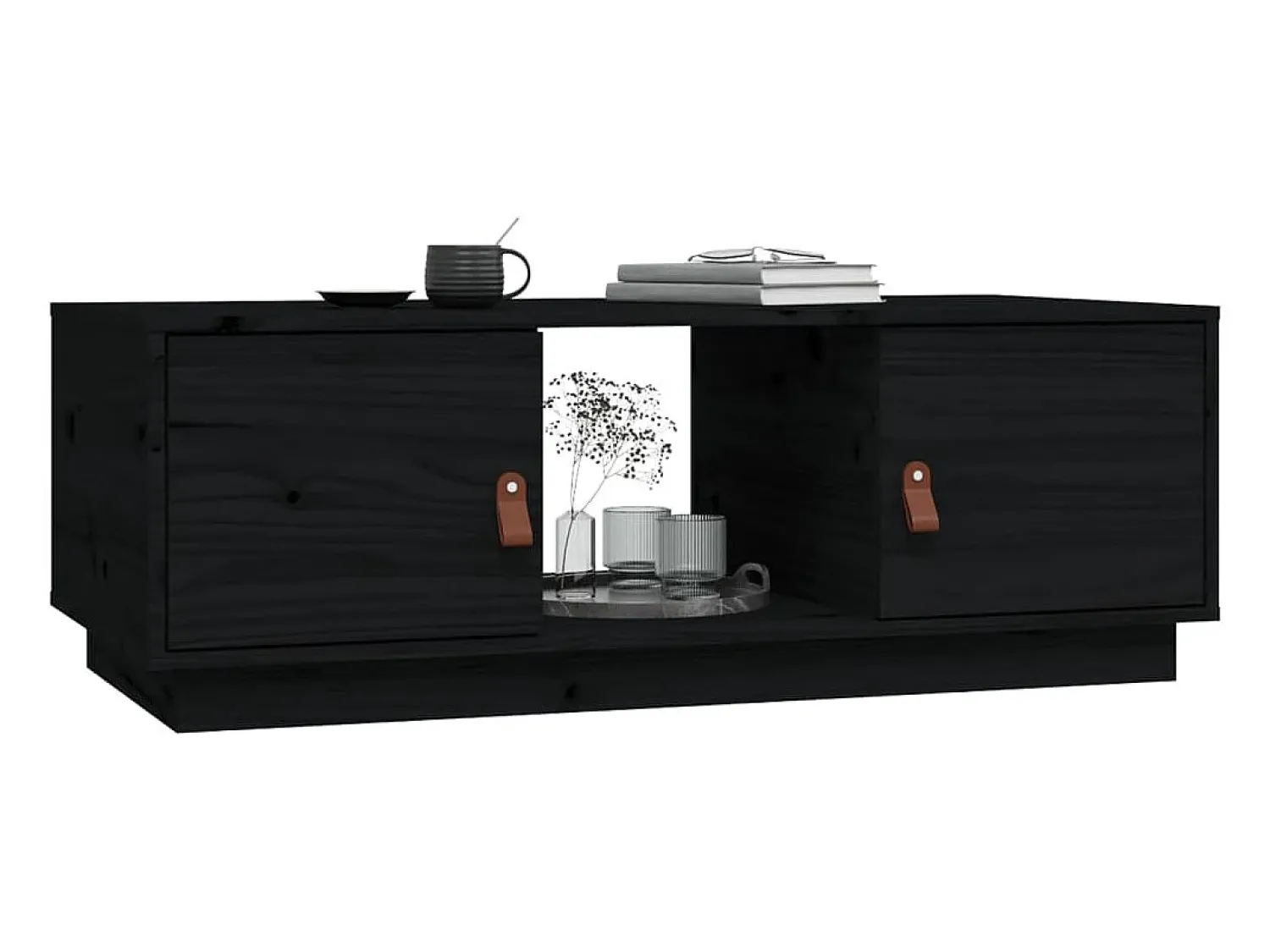 Mesa De Centro|vidaxl Mesa de centro 100x50x35 cm madeira de pinho maciça Preto