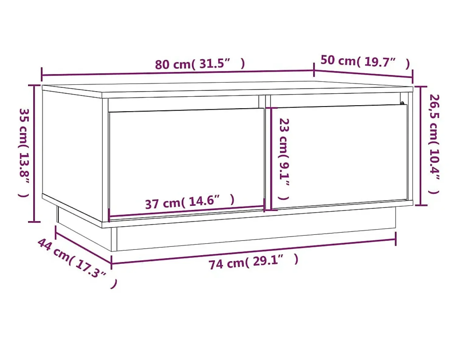 Mesa De Centro*vidaxl Mesa de centro 80x50x35 cm madeira de pinho maciça Preto