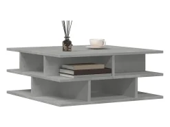 Mesa De Centro| Mesa de centro 70x70x29 cm madeira processada cinza cimento PT191720 Cinzento