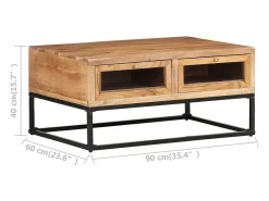 Mesa De Centro*vidaxl Mesa de centro 90x60x40 cm madeira de acácia maciça Natural claro