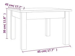 Outlet vidaxl Mesa de centro 45x45x30 cm madeira de pinho maciça Cinzento