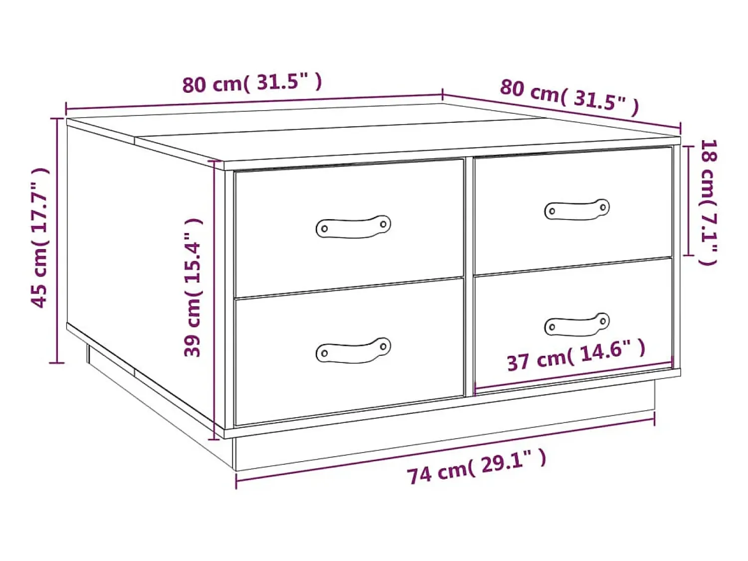 Clearance vidaxl Mesa de centro 80x80x45 cm madeira de pinho maciça Natural claro