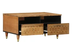 Mesa de centro 80x54x40 cm madeira de mangueira maciça PT407078^ Mesa De Centro