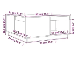 vidaxl Mesa de centro 80x81x36,5 cm madeira de pinho maciça^ Mesa De Centro
