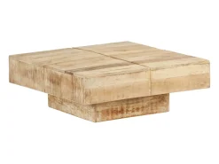 Clearance vidaxl Mesa de centro 80x80x28 cm madeira de mangueira maciça Natural claro