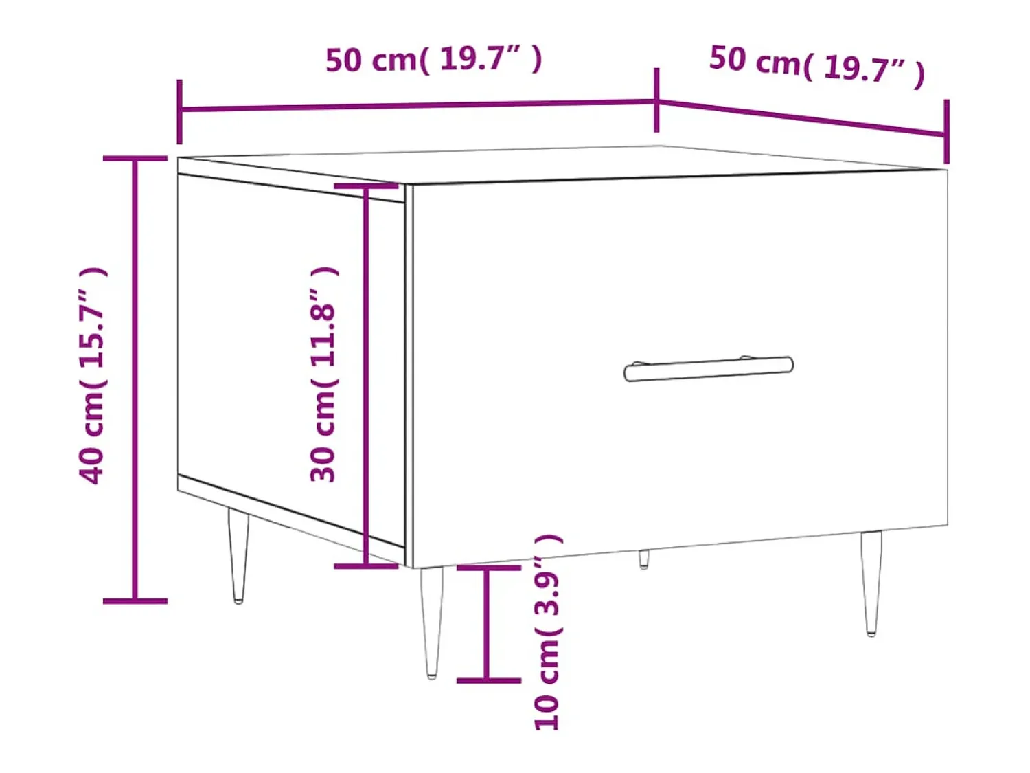 vidaxl Mesa de centro 50x50x40 cm madeira processada brilhante^ Mesa De Centro