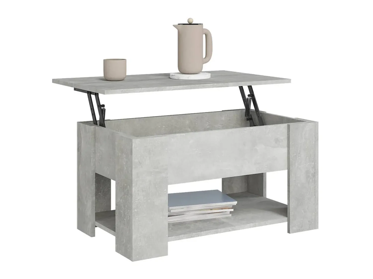 Clearance Mesa de centro 79x49x41 cm madeira processada cinza cimento PT795437 Cinzento