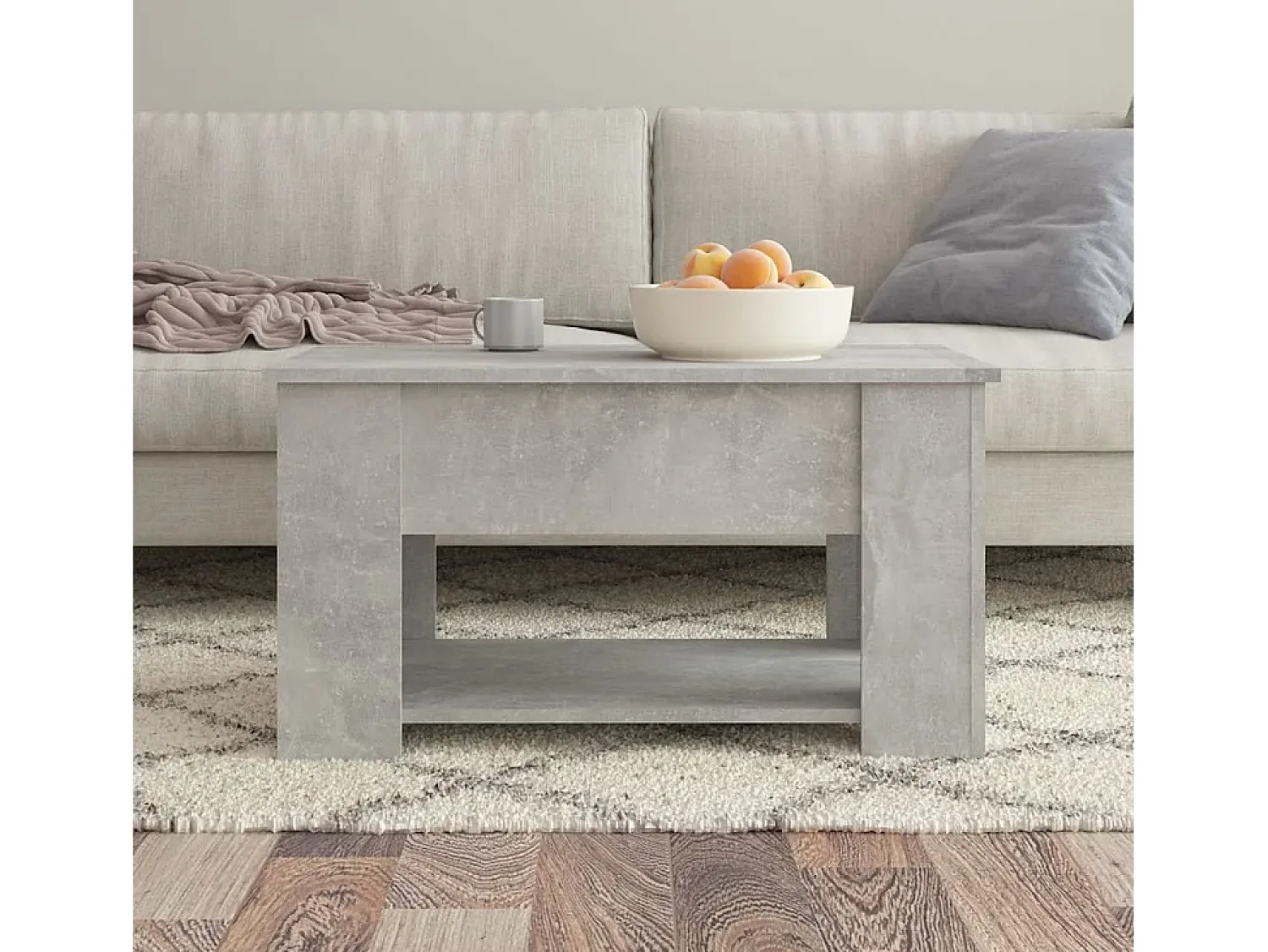 Clearance Mesa de centro 79x49x41 cm madeira processada cinza cimento PT795437 Cinzento