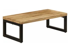Mesa De Centro|vidaxl Mesa de centro 100x50x35 cm madeira de mangueira maciça e aço Natural claro
