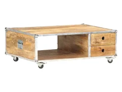 Mesa De Centro*vidaxl Mesa de centro 89x59x33 cm madeira de mangueira áspera maciça Natural claro