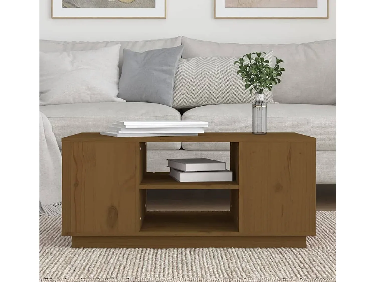 Mesa De Centro| Mesa de centro 90x49x40,5 cm madeira pinho maciça mel PT822615 Castanho