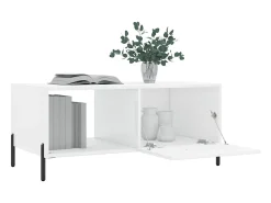 Outlet vidaxl Mesa de centro 90x50x40 cm madeira processada brilhante Branco
