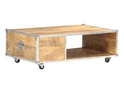 Mesa de centro 89x59x33 cm madeira de mangueira áspera maciça PT943232^ Mesa De Centro