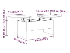 Mesa De Centro|vidaxl Mesa de centro 102x50,5x46,5 cm madeira processada Branco