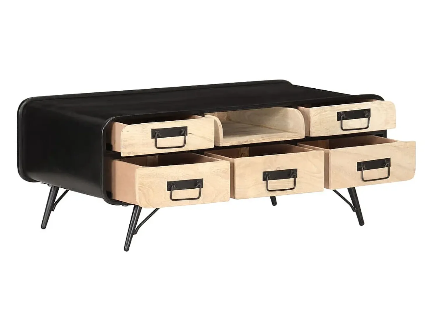 Mesa De Centro| Mesa de centro 100x50x40 cm madeira de mangueira maciça PT427557 Preto