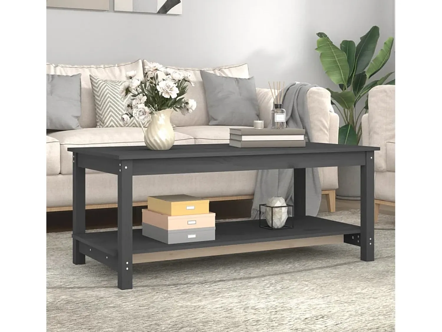 Mesa de centro 110x55x45 cm madeira de pinho maciça PT367442^ Mesa De Centro