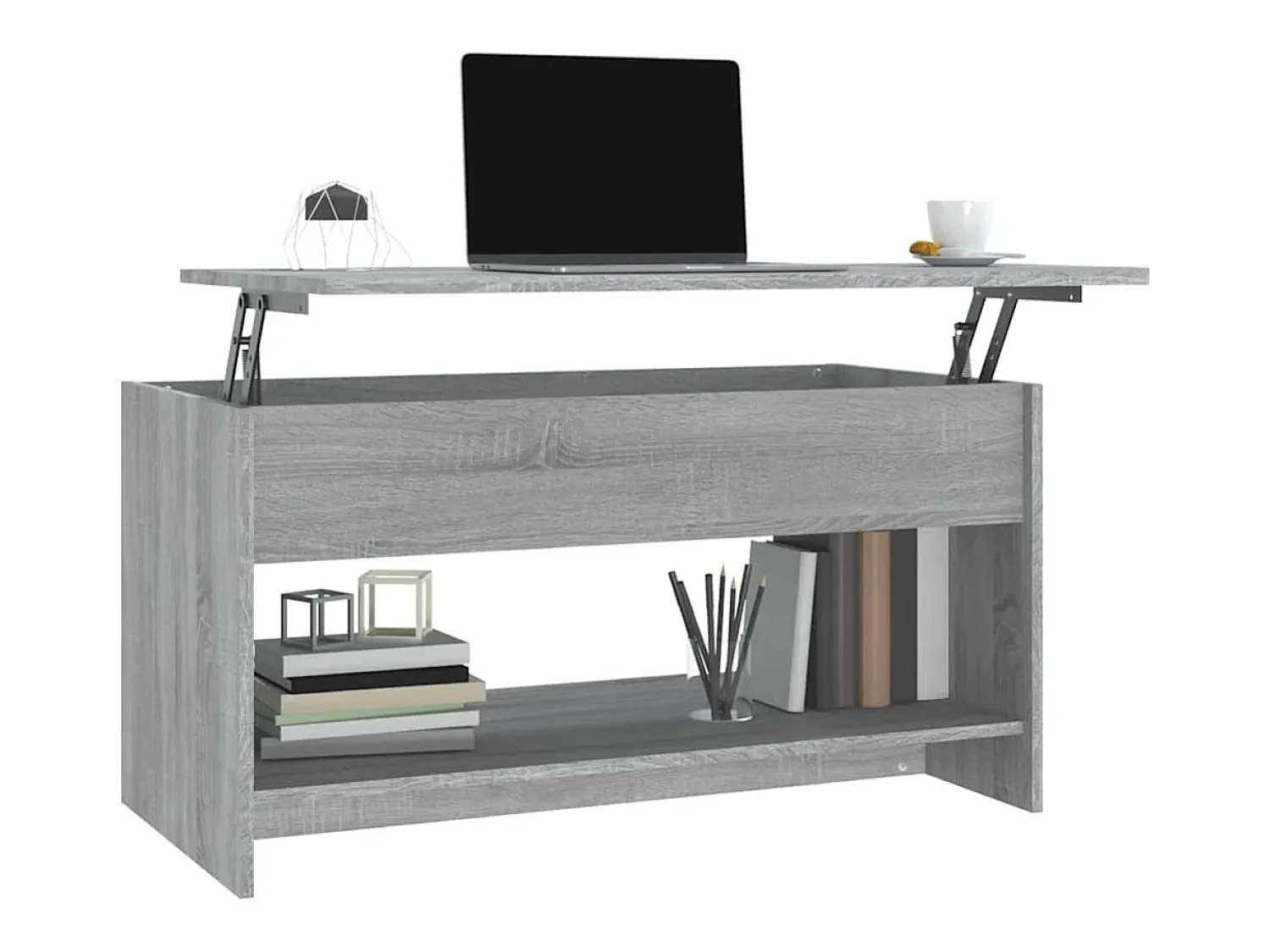 vidaxl Mesa de centro 102x50x52,5 cm madeira processada sonoma cinza^ Mesa De Centro