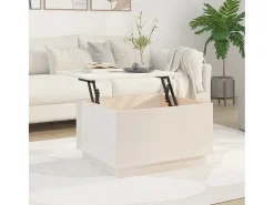 Mesa De Centro| Mesa de centro 60x50x35 cm madeira de pinho maciça PT330983 Branco