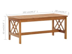New vidaxl Mesa de centro 102x50x43 cm madeira de acácia maciça Natural claro