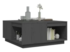 Mesa De Centro| Mesa de centro 80x81x36,5 cm madeira de pinho maciça PT976186 Cinzento