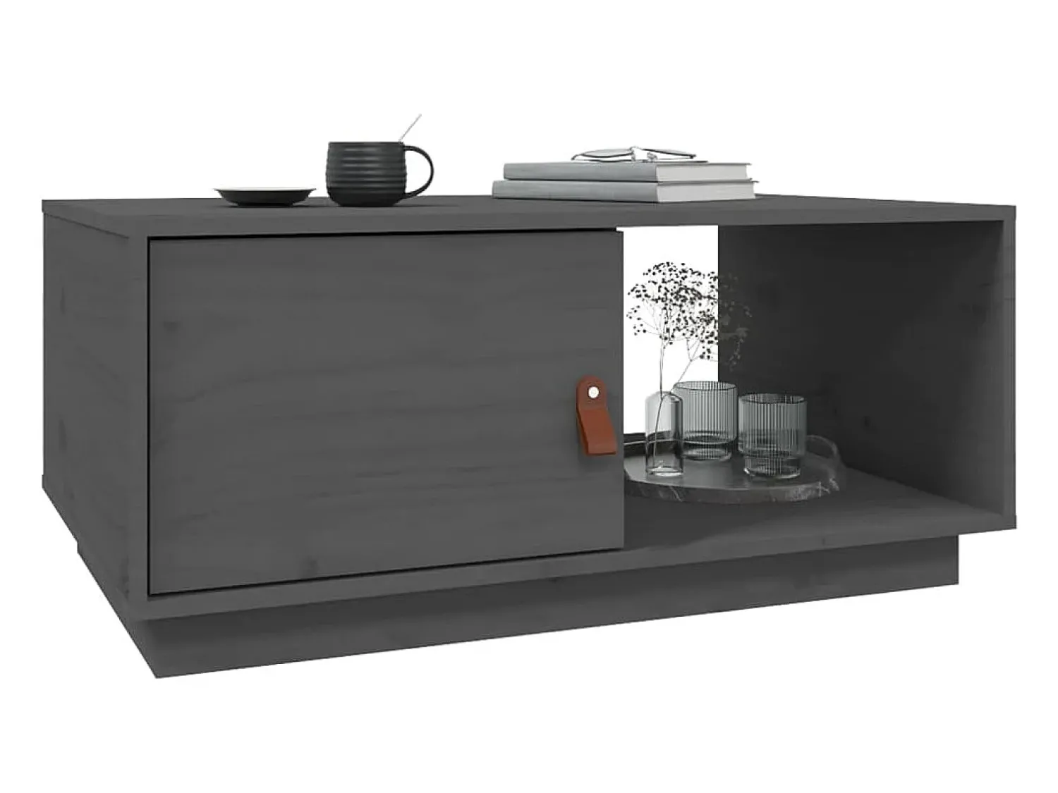 Mesa De Centro* Mesa de centro 80x80x35,5 cm madeira de pinho maciça cinza PT414375 Cinzento