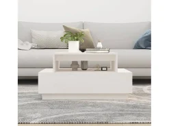 Mesa De Centro| Mesa de centro 80x55x40,5 cm madeira de pinho maciça PT506273 Branco