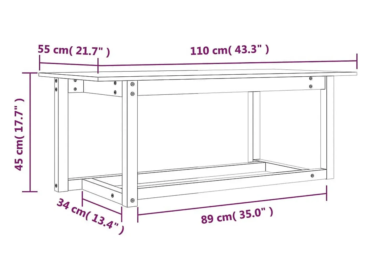 Mesa De Centro|vidaxl Mesa de centro 110x55x45 cm madeira de pinho maciça Branco
