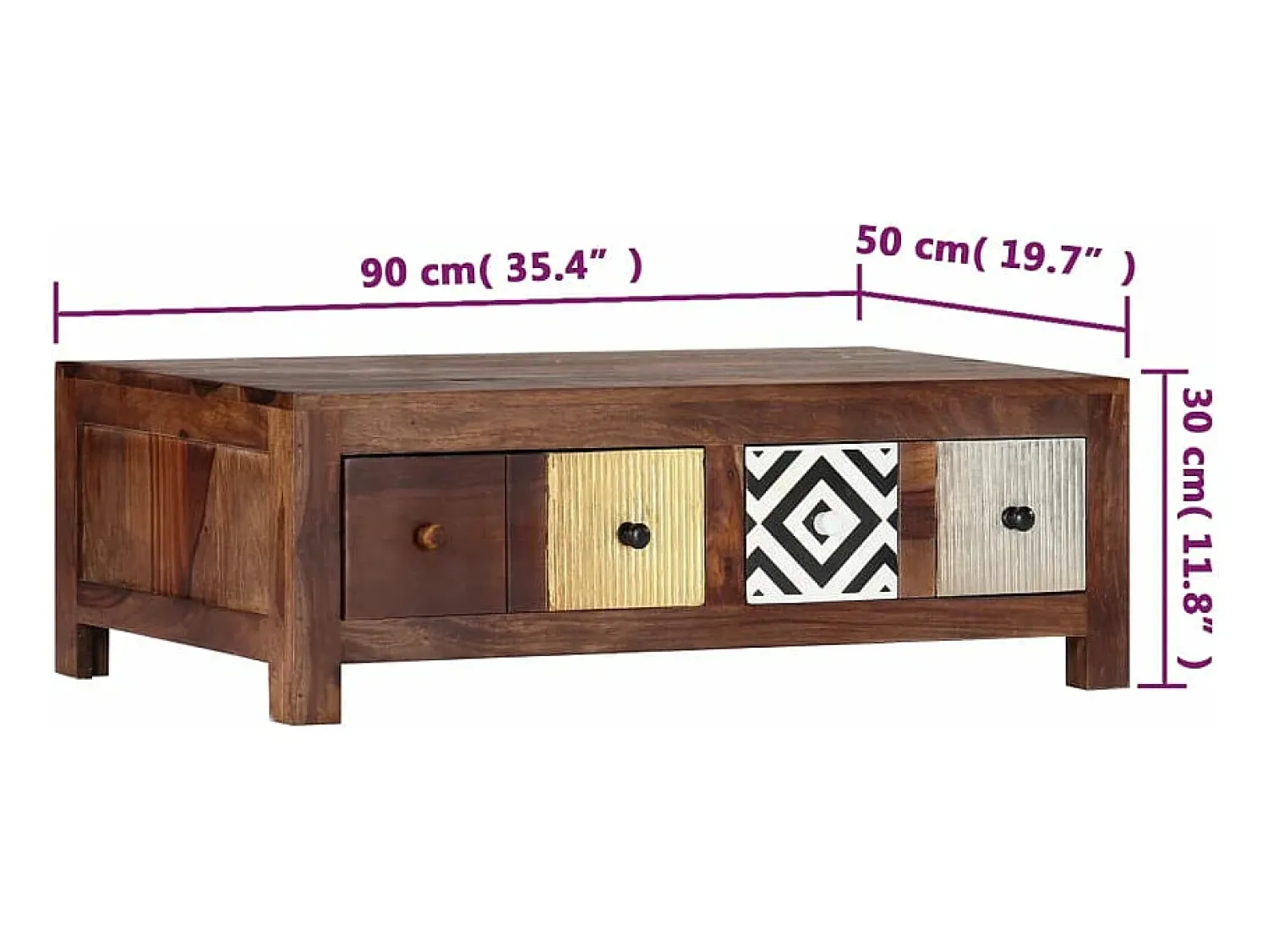 Clearance vidaxl Mesa de centro 90x50x30 cm madeira de acácia maciça Natural claro