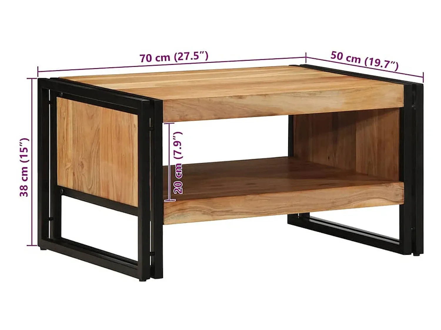 Mesa De Centro*vidaxl Mesa de centro 70x50x38 cm madeira de acácia maciça Natural claro