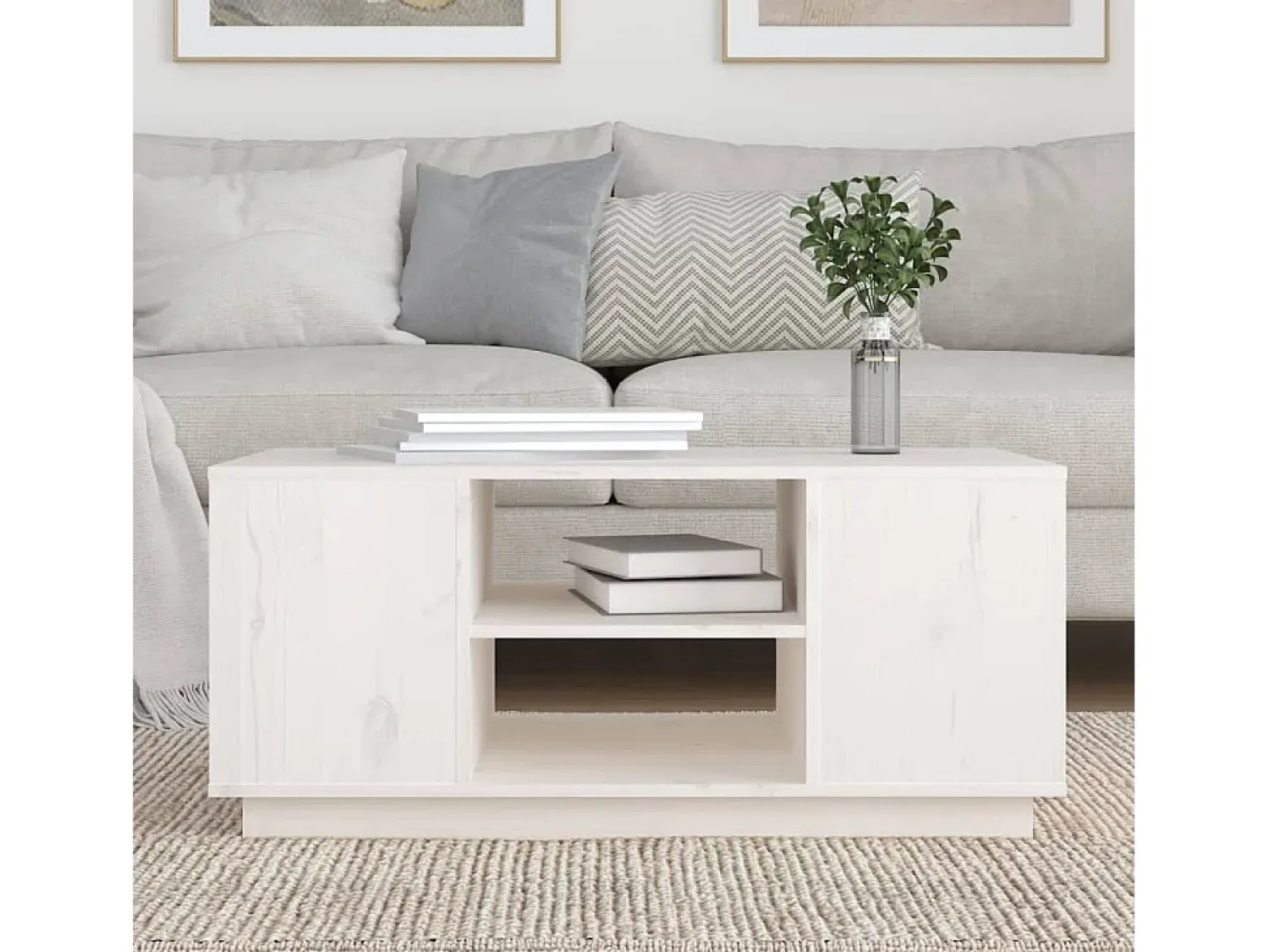 Best Mesa de centro 90x49x40,5 cm madeira de pinho maciça PT749540 Branco