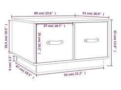 Mesa De Centro*vidaxl Mesa de centro 60x53x35 cm madeira de pinho maciça Preto